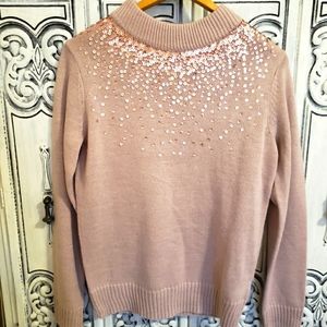 Beautiful Juicy Couture Pink Sequin Mockneck Light spring sweater size Medium